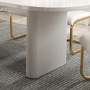 Oval White Dining Table & 6 White PU Leather Dining Chairs