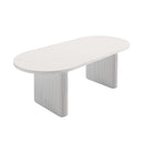 Oval White Dining Table & 6 White PU Leather Dining Chairs