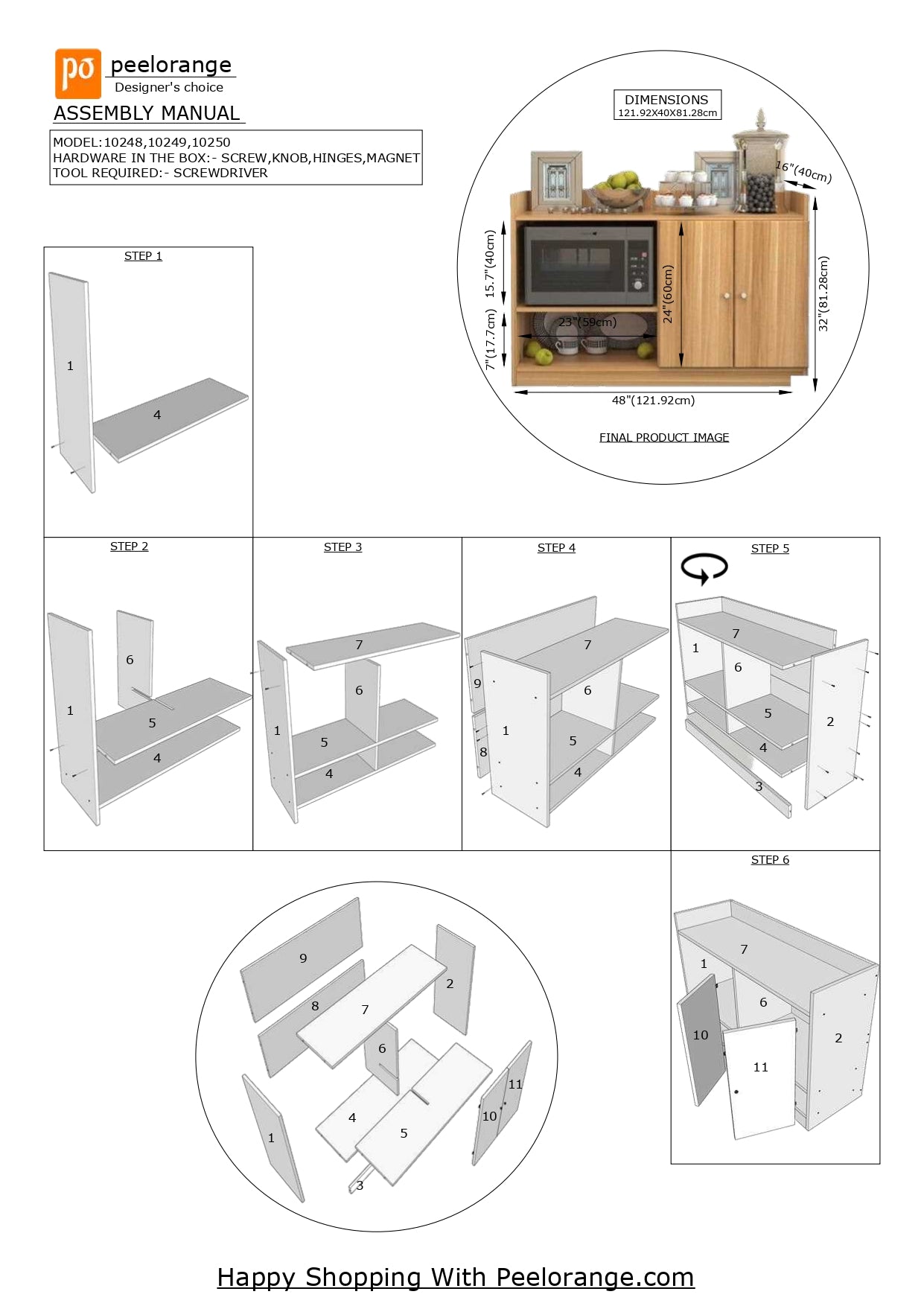 Kitchen Microwave Cabinet With Panel Door Base cabinet 120 X 40 X 80 cm By Miza
