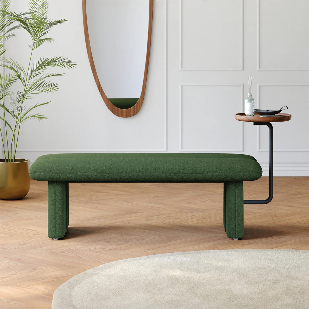 Modern Green & Teak Entryway & Living Room Bench with Tray – PeelOrange.com