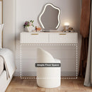 Modern White Floating Makeup Vanity Set With Drawers Dressing Table With Stool