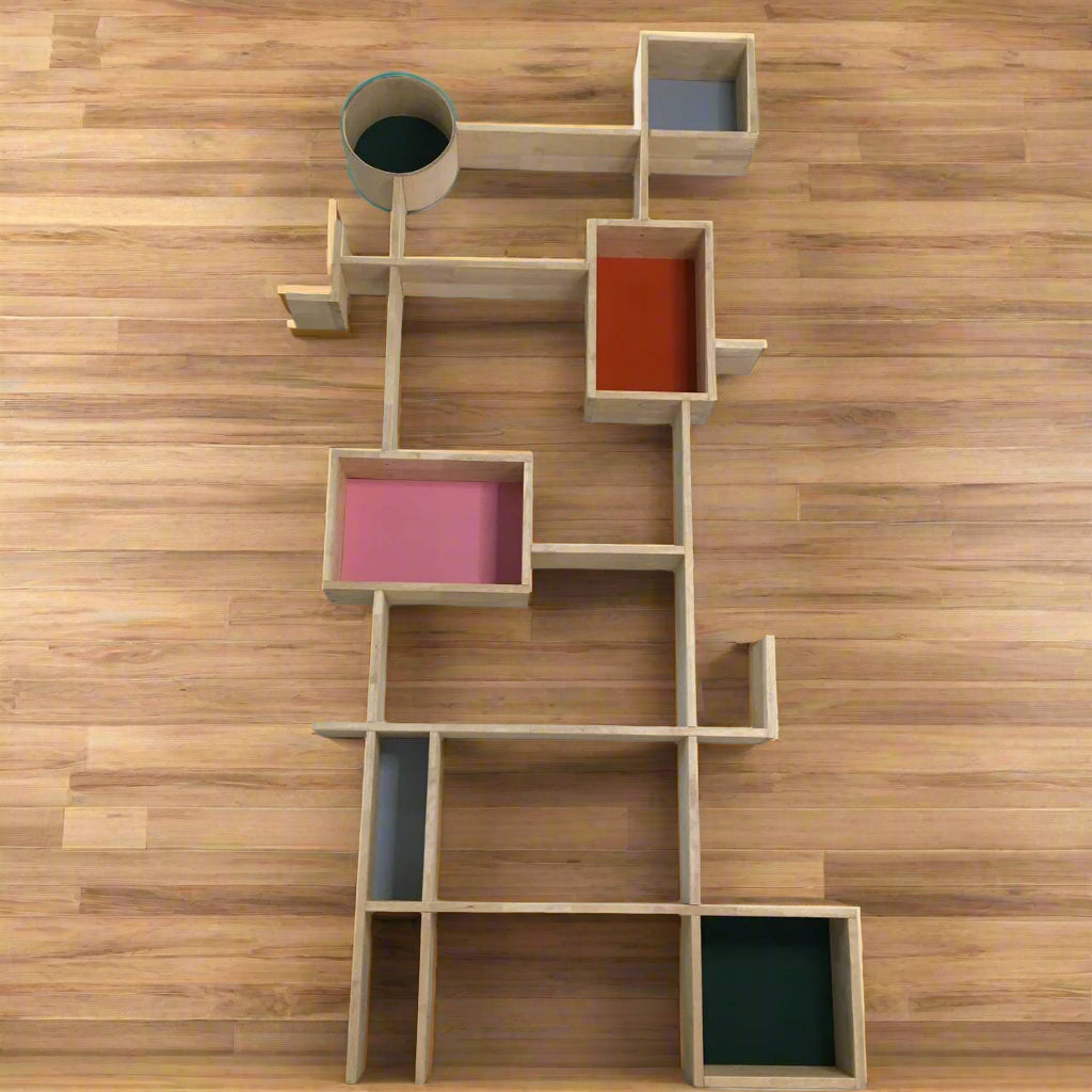 Asymmetrical Solid Wooden Bookcase / Free Standing Bookcase By Miza