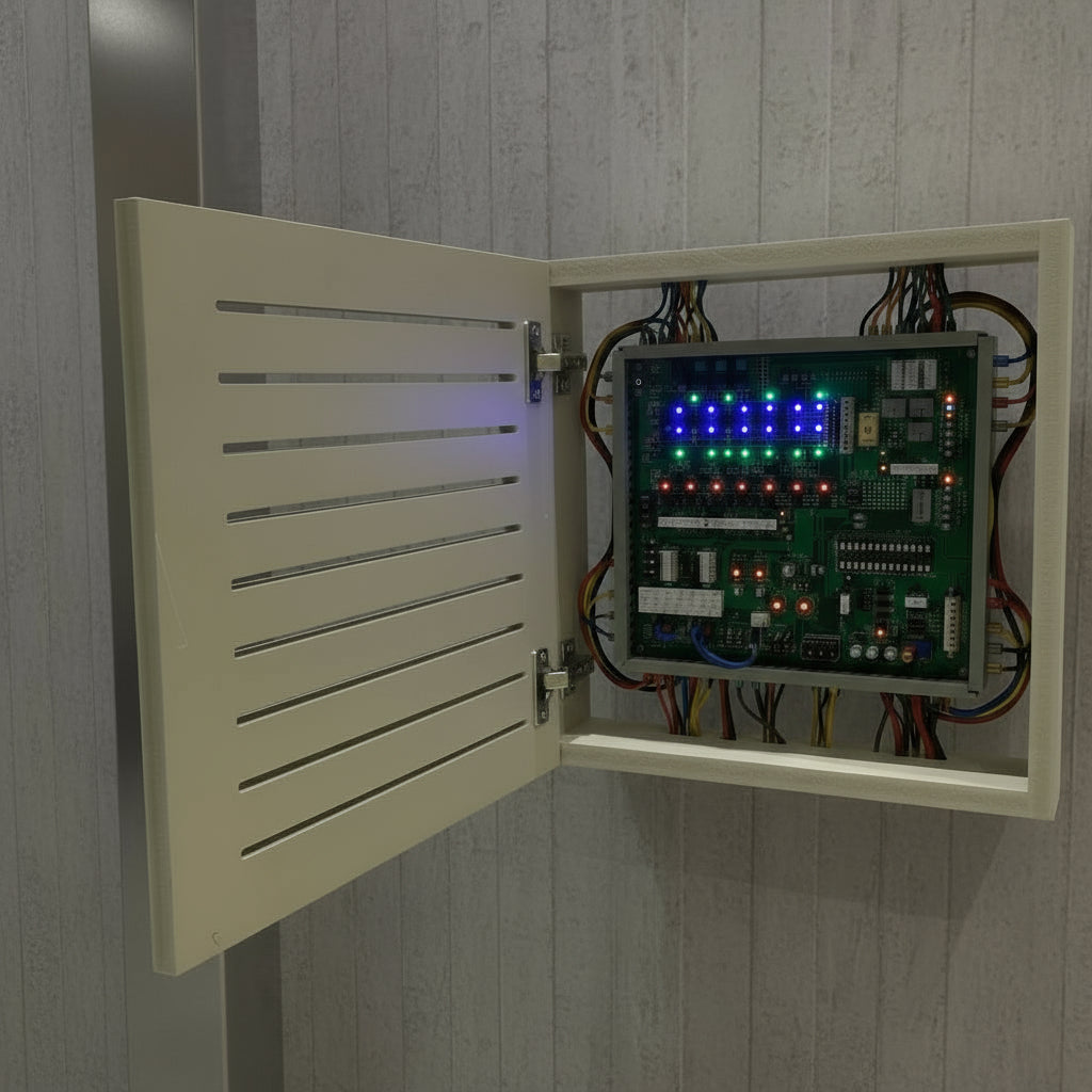 Floating WPC Geometric Line Shape Electric Meter Cover By Miza