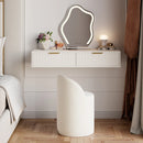 Modern White Floating Makeup Vanity Set With Drawers Dressing Table With Stool