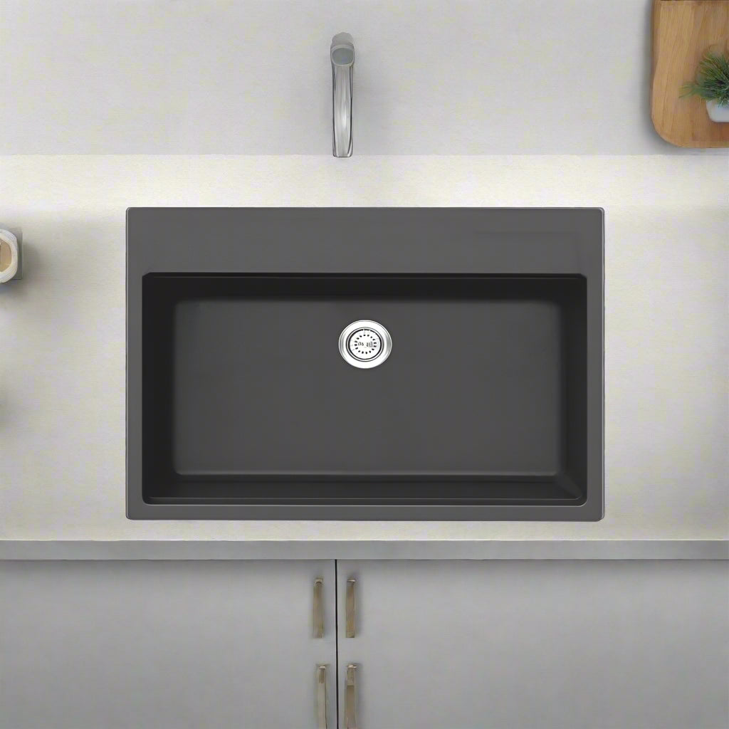 Nirali Eliza Quartz Single Bowl Kitchen Sink in Quartz