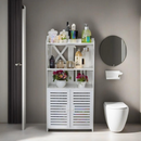 Toilet PVC Storage Bathroom 2 Feet Vanity Floor Standing Shelf Storage Cabinet By Miza