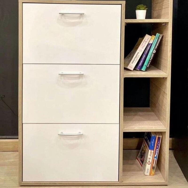 Shoe Cabinet With 3 Compartments For Hall / Living Room By Miza