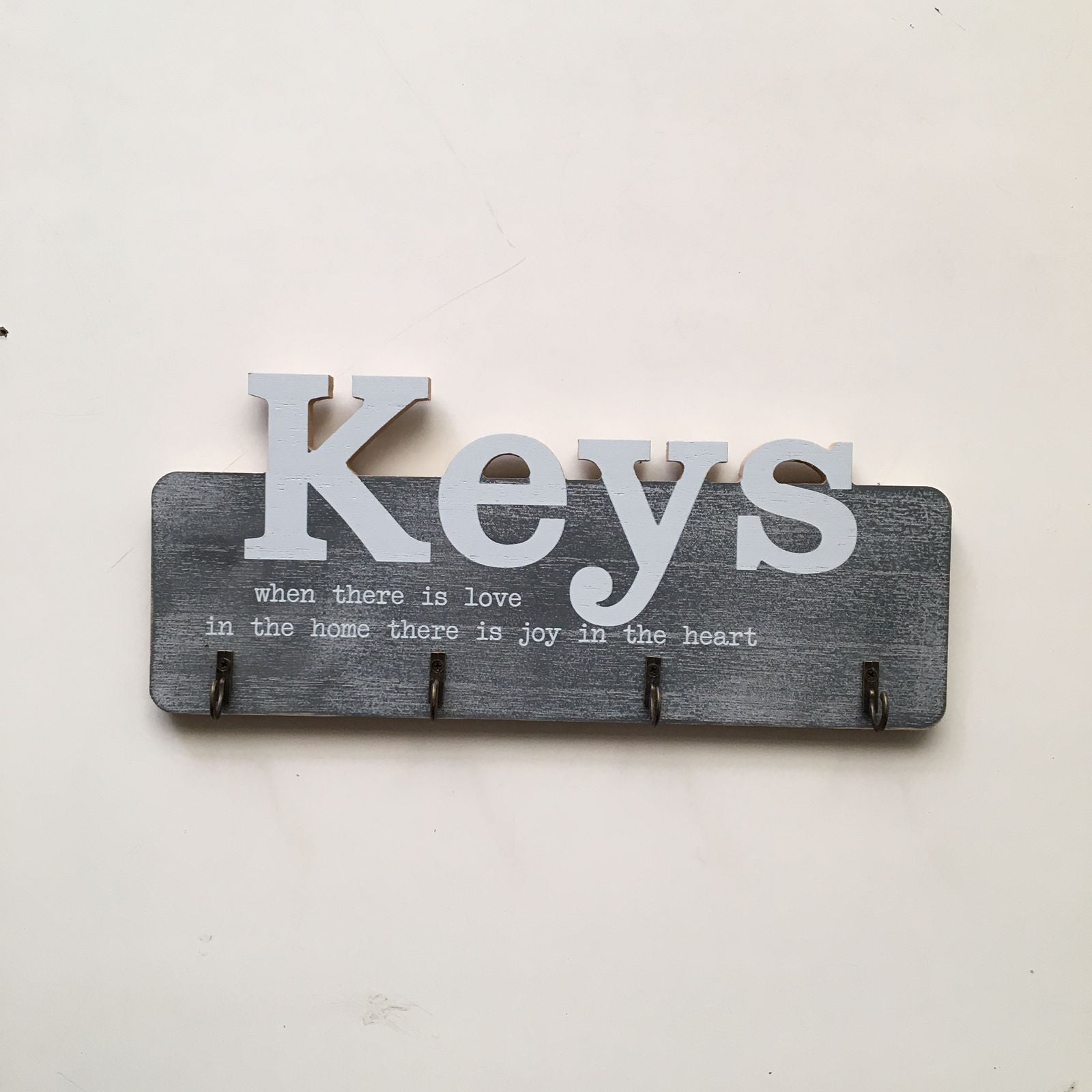 Rustic Wooden Wall Hanging Key Holder With 4 Hooks -1 PC-BY APT