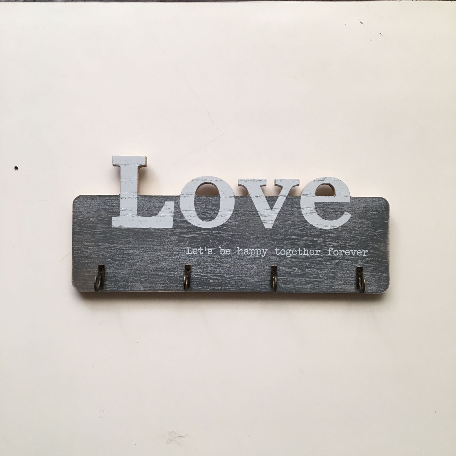 Love Together Wooden Key Holder With 4 Hooks For Wall Hanging -1 PC-BY APT