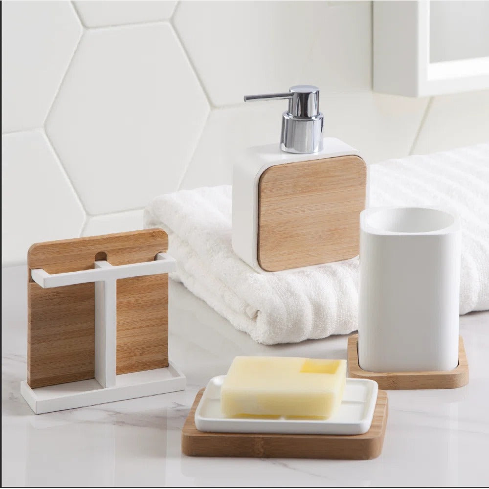 Classy White 4 Piece Bathroom Set By SOPT