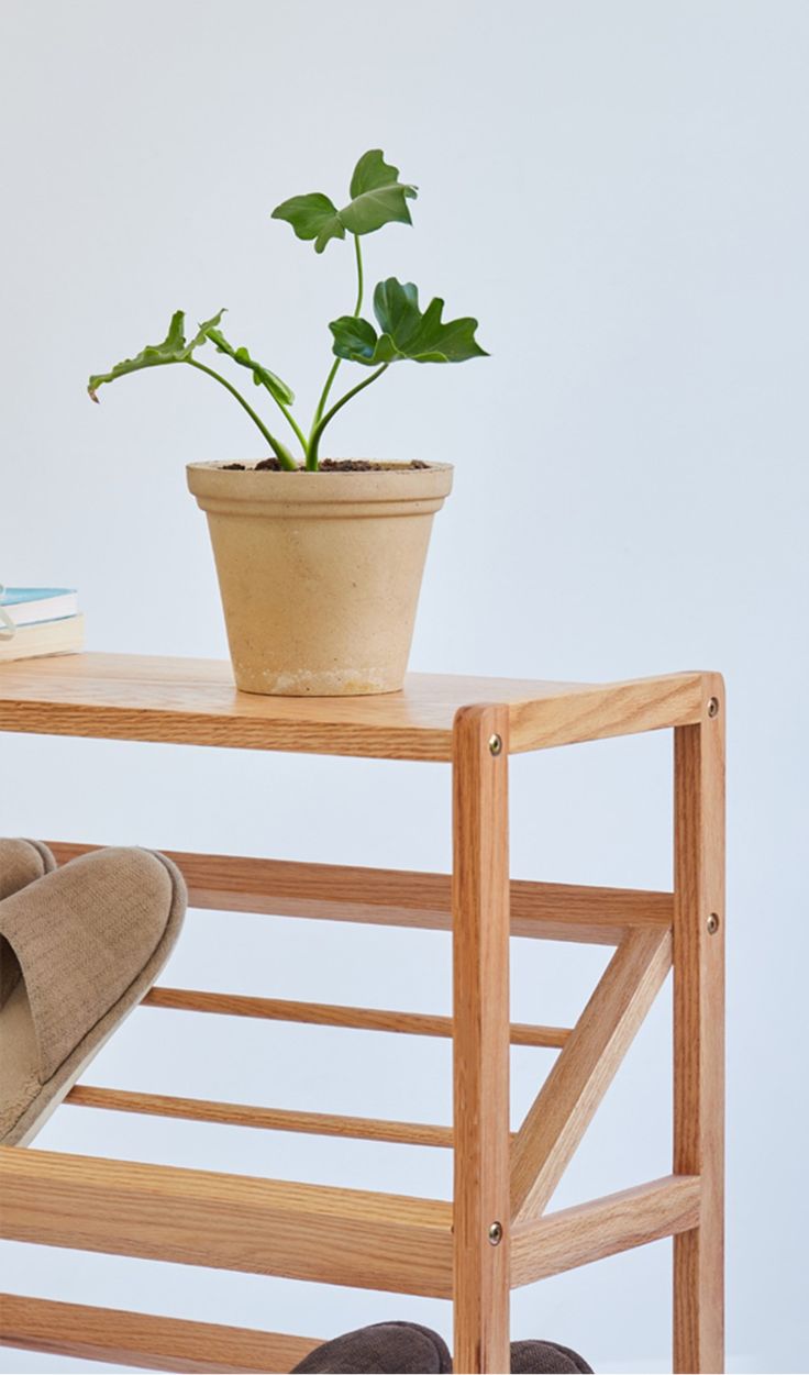 Multi-Tier Slant Wooden Shoe Rack By Miza