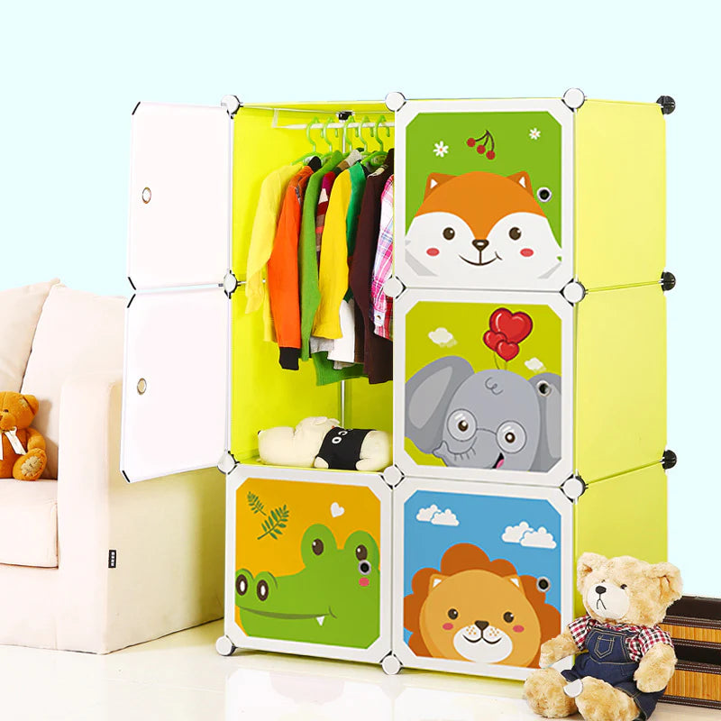 Sturdy 6 Cubes Animal Design Portable Wardrobe For Kids 1 PC