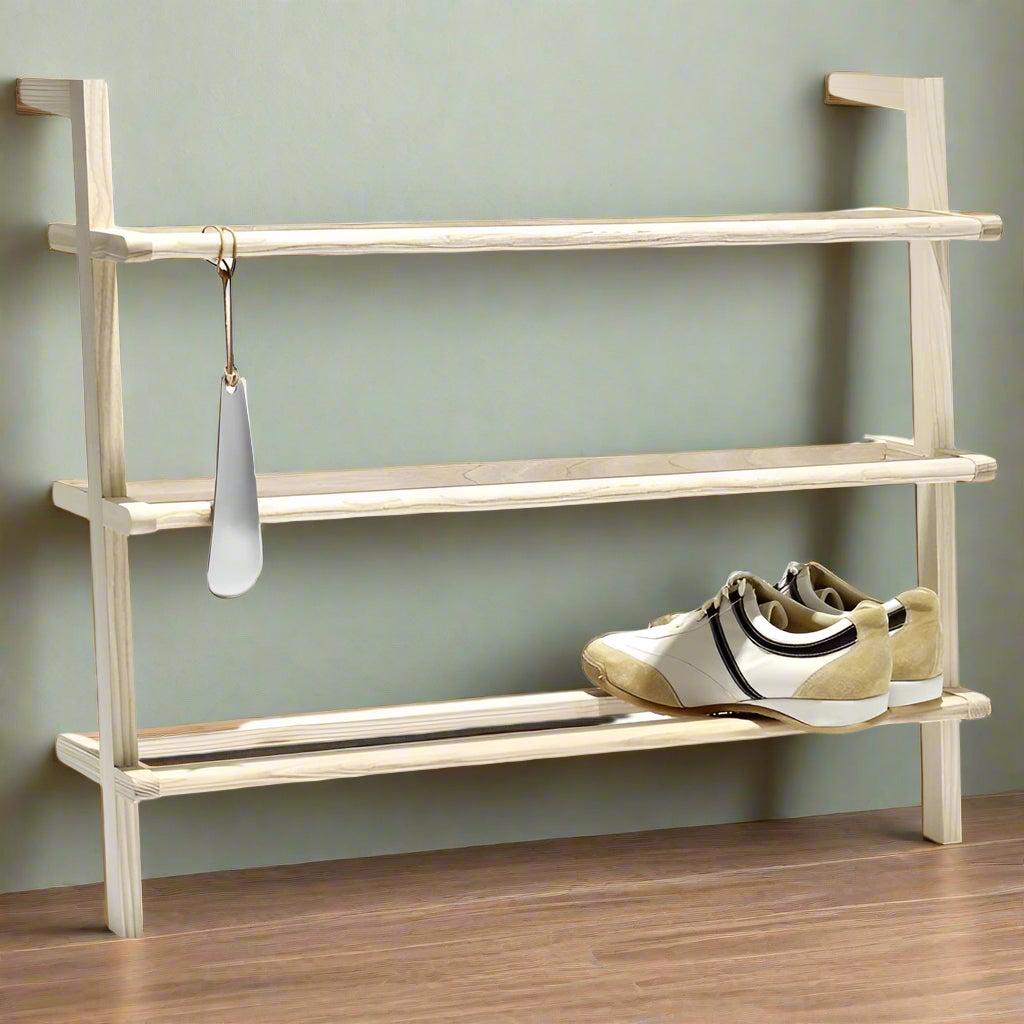 Japanese Style Wooden Shoe Rack for Footwear and Slipper By Miza