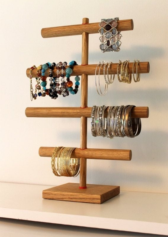 Wooden Handmade Portable Jewellery Stand By Miza