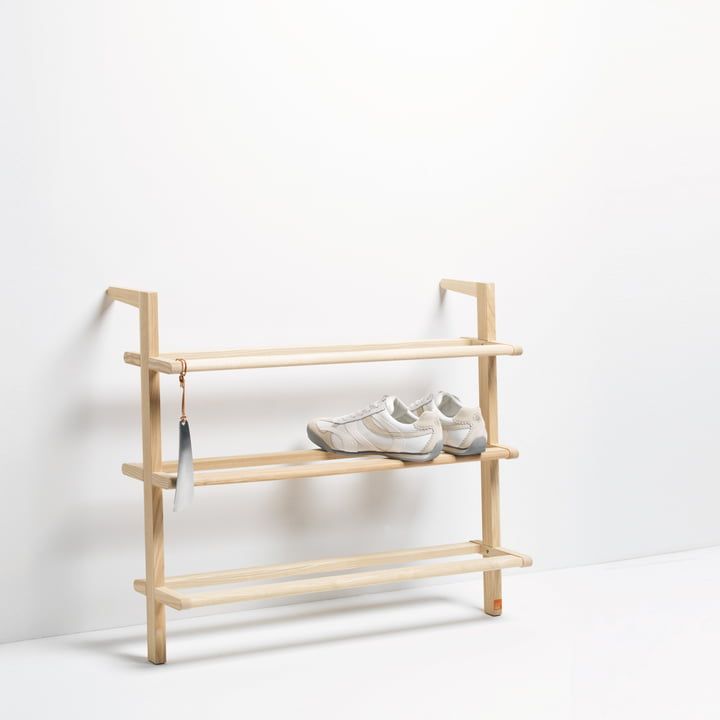 Japanese Style Wooden Shoe Rack for Footwear and Slipper By Miza