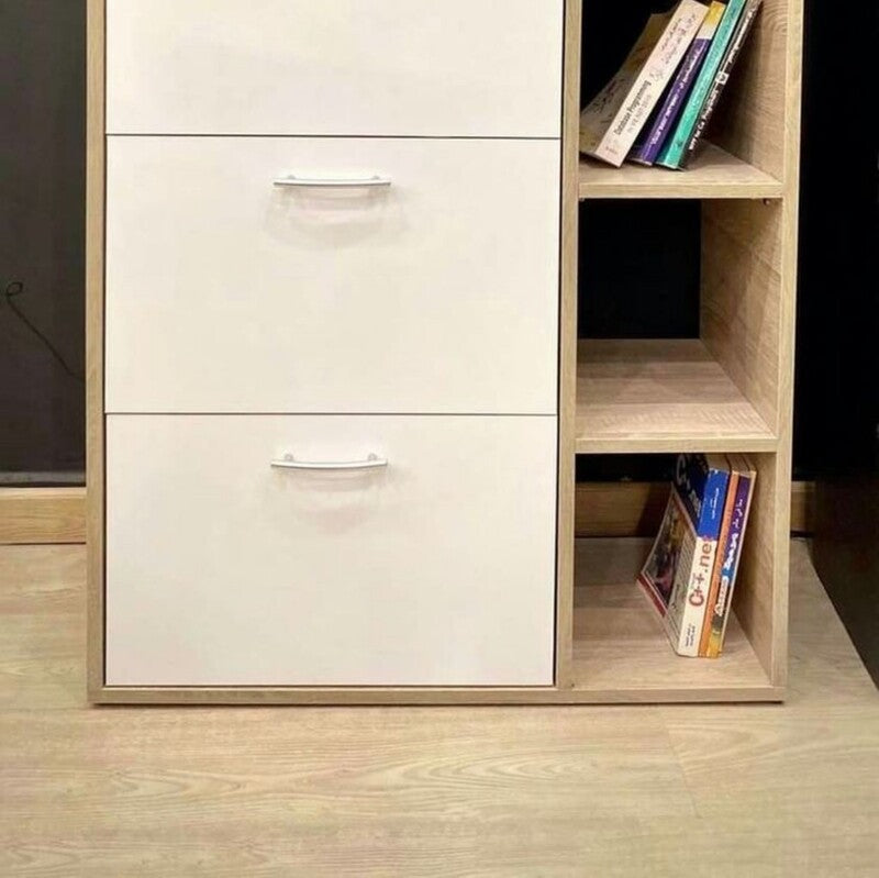 Shoe Cabinet With 3 Compartments For Hall / Living Room By Miza