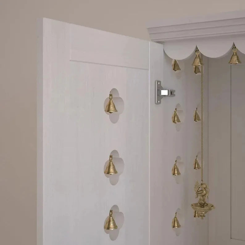 Compact Harmony: Wall-Mounted Puja Shelf With Symbolic Tree Design