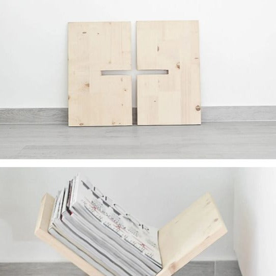 Cross Design X Shape Open Book Stand / Side Table By Miza