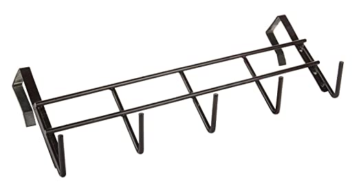 Steel over The Door Hook Hanger, Hanging Organizer Rack with No Hole Drilling Required for Upto 4 cm thick Doors Dark Brown (Dark Brown, 5 Hooks) by AK