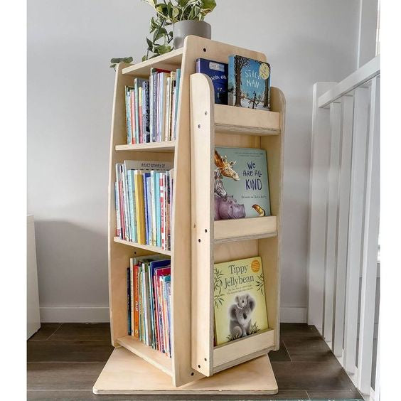 Revolving Bookshelf Swivel Wooden Rotating Bookcase By Miza –