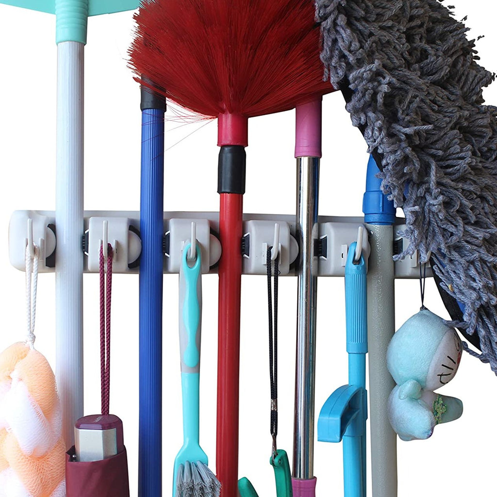 Wall mount mop discount and broom holder