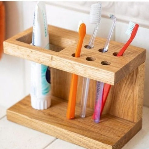Wooden Design Toothbrush And Paste Holder With 6 Brush Holder