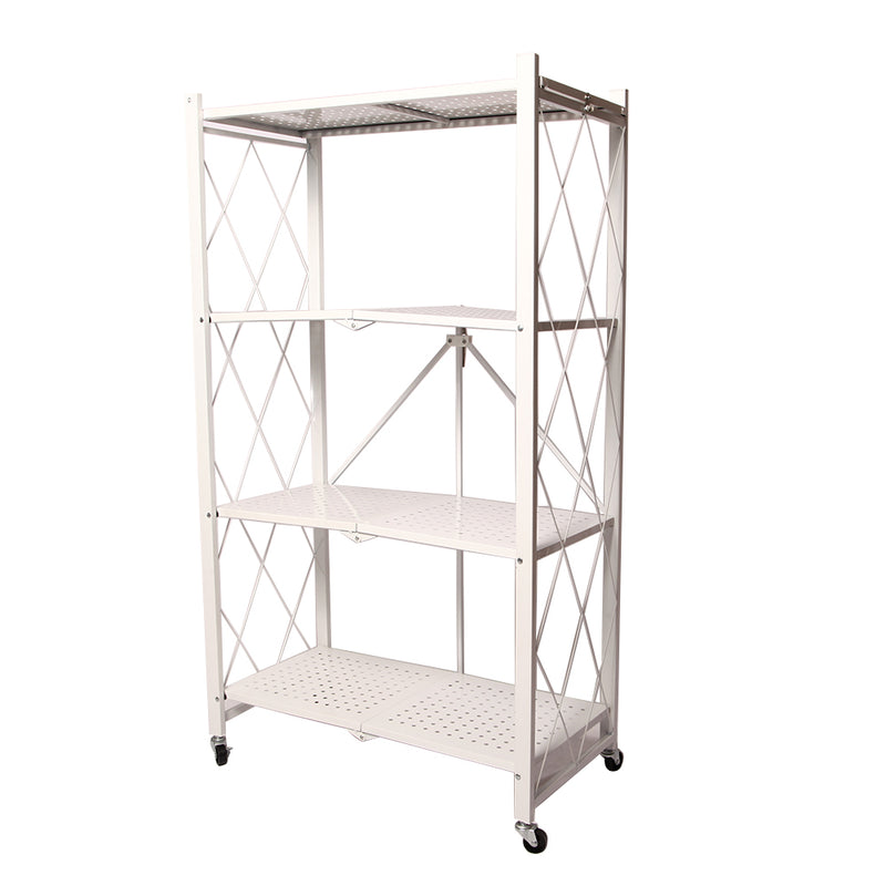 Carbon Steel Kitchen Shelf Floor Standing Multi-Layer Foldable Kitchen Rack Organizer