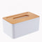 Removable Plastic Tissue Box with Bamboo Wooden Cover Home Tissue Container By CN