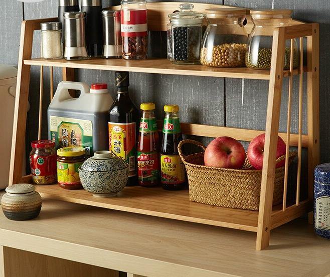 Kitchen Wooden Condiment Spice Rack Two Layers By Miza