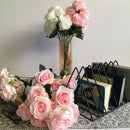 Artificial Flowers of 9 Roses Bunch Natural Home Decoration Flower Stick 1 Bunch