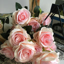 Artificial Flowers of 9 Roses Bunch Natural Home Decoration Flower Stick 1 Bunch