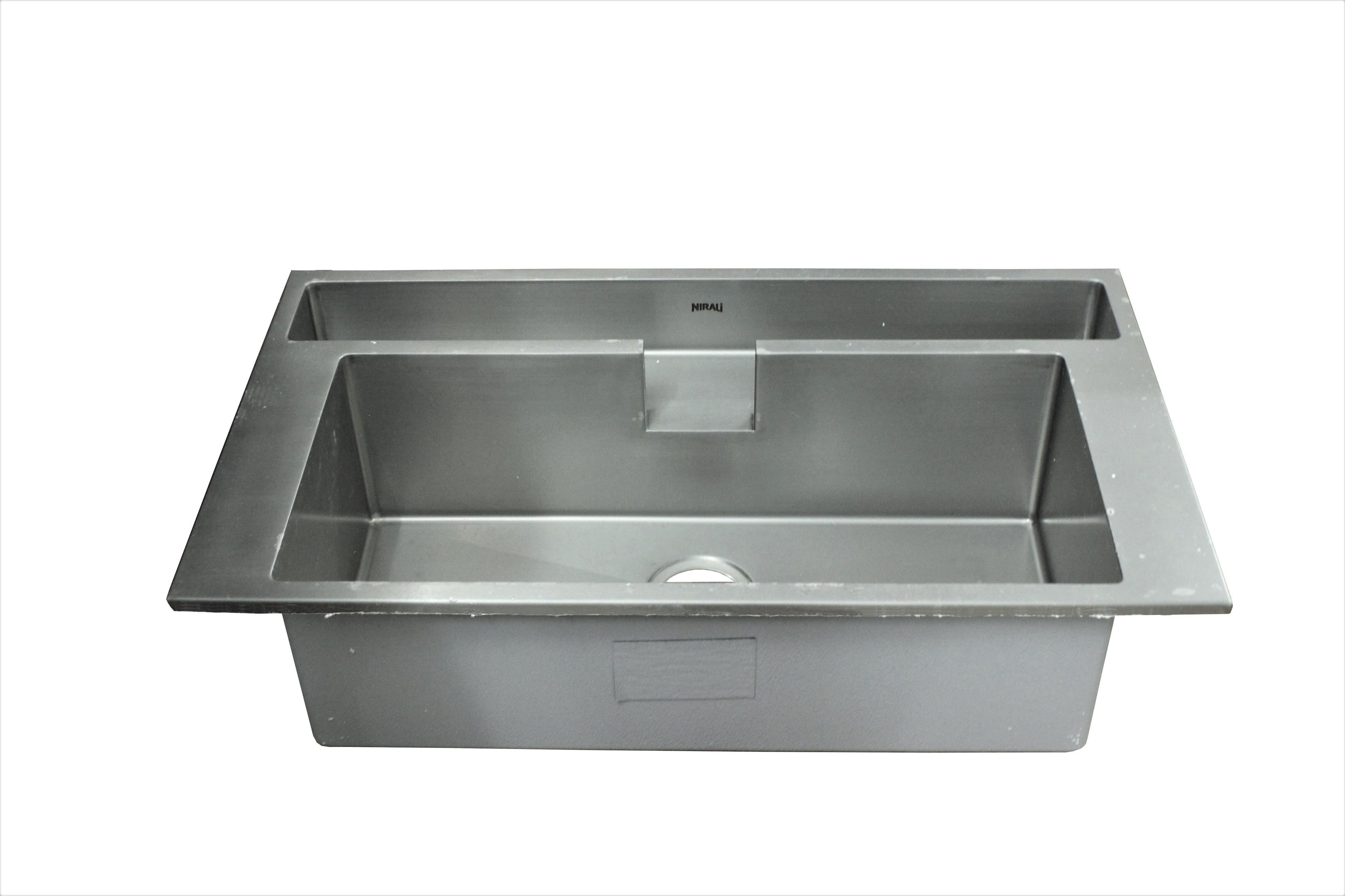 Nirali Era Satin Finish Kitchen Sink in Stainless Steel 304 Grade + PVC Plumbing Connector - peelOrange.com