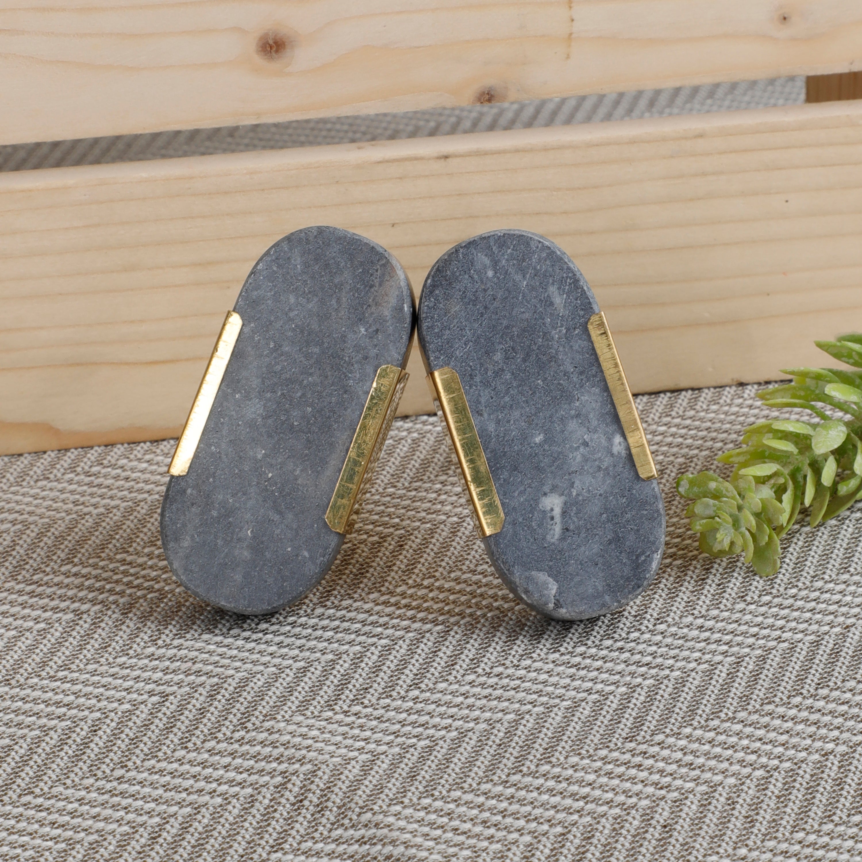 Hand made brass and Marble Knobs For Cabinet drawer 1PC