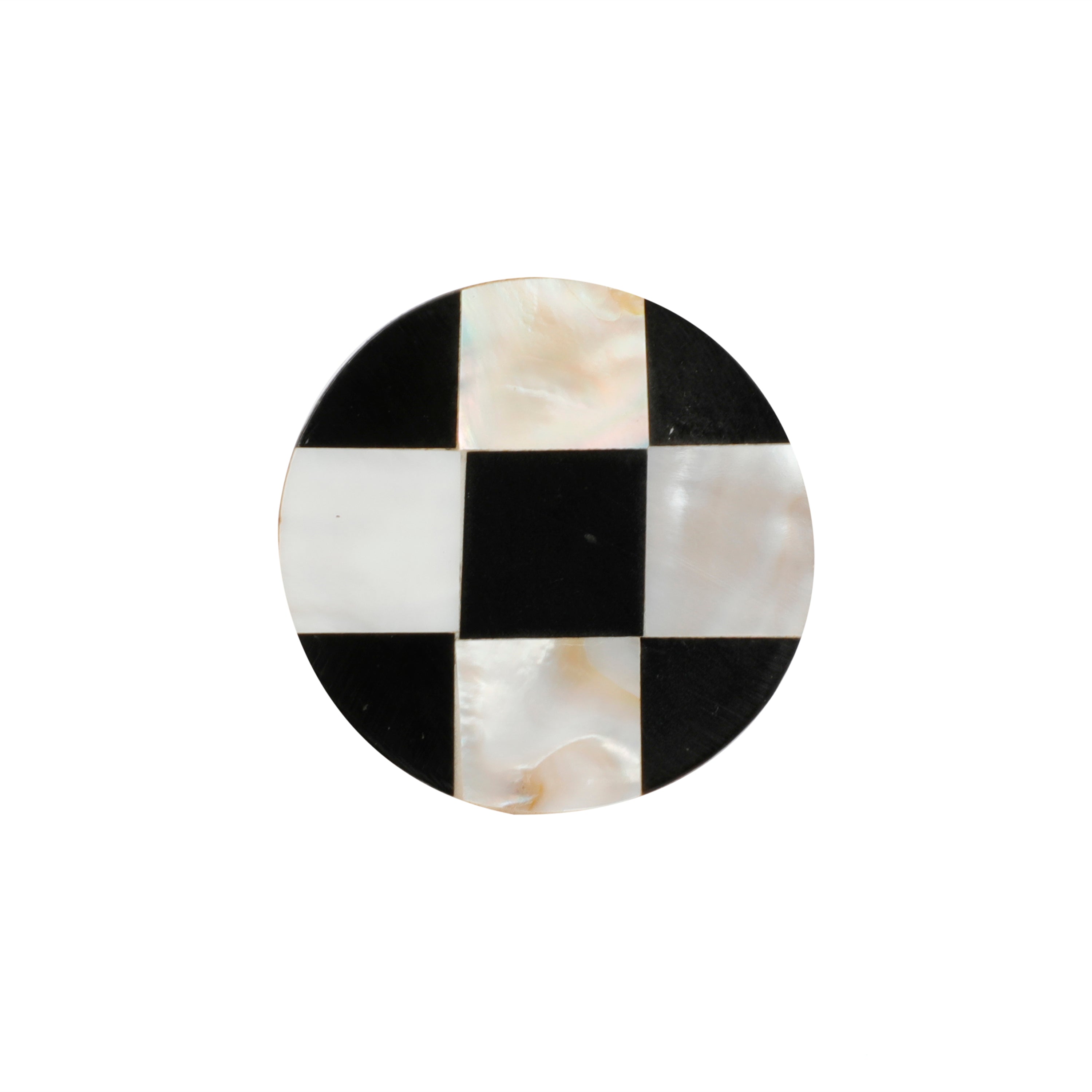 Check Design Black & White Resin,Wood & MOP Cupboard Door Knob, Drawer Pull 1Pc