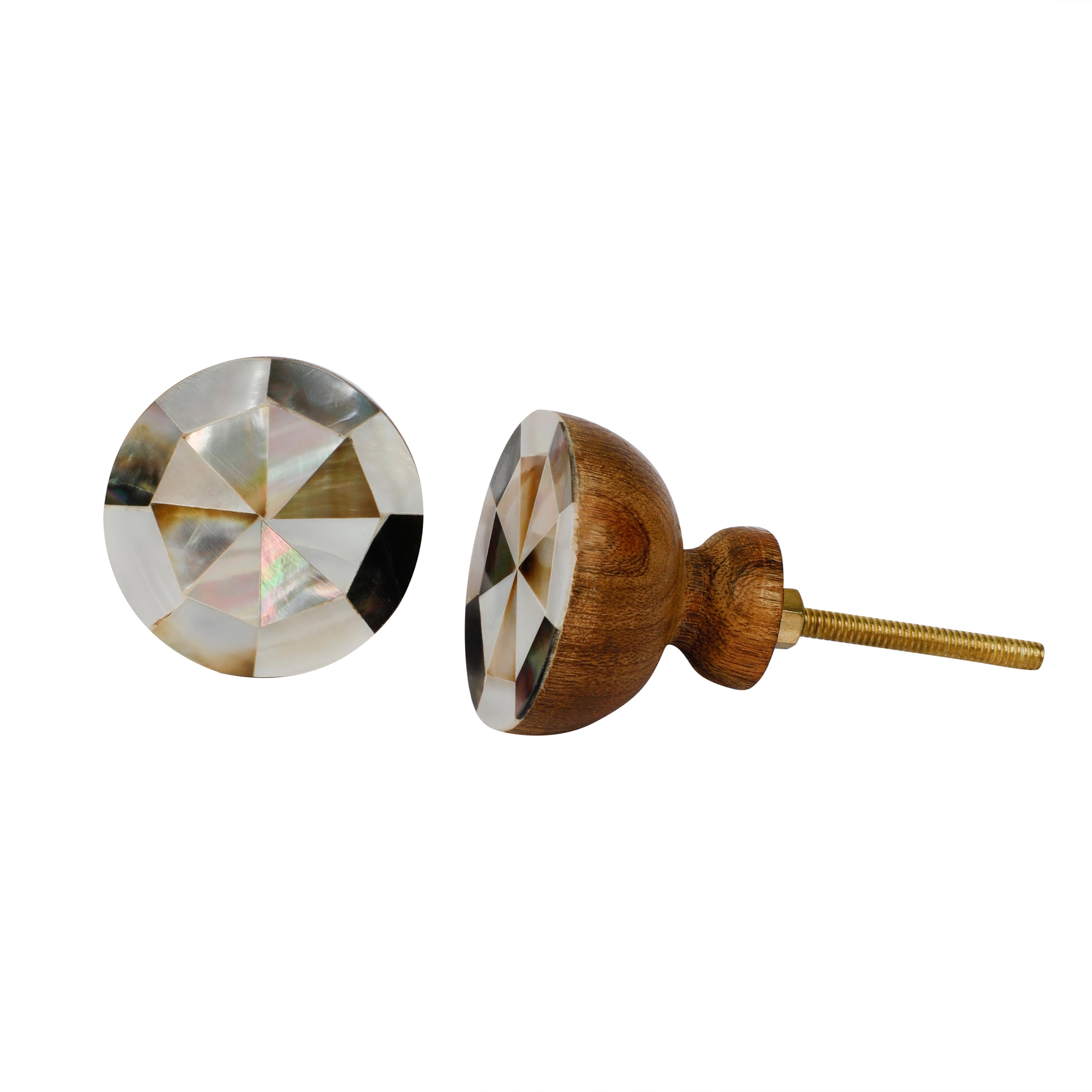 Hand Crafted Modern MOP And Wood Pattern Door/Cabinets Knobs 1Pc