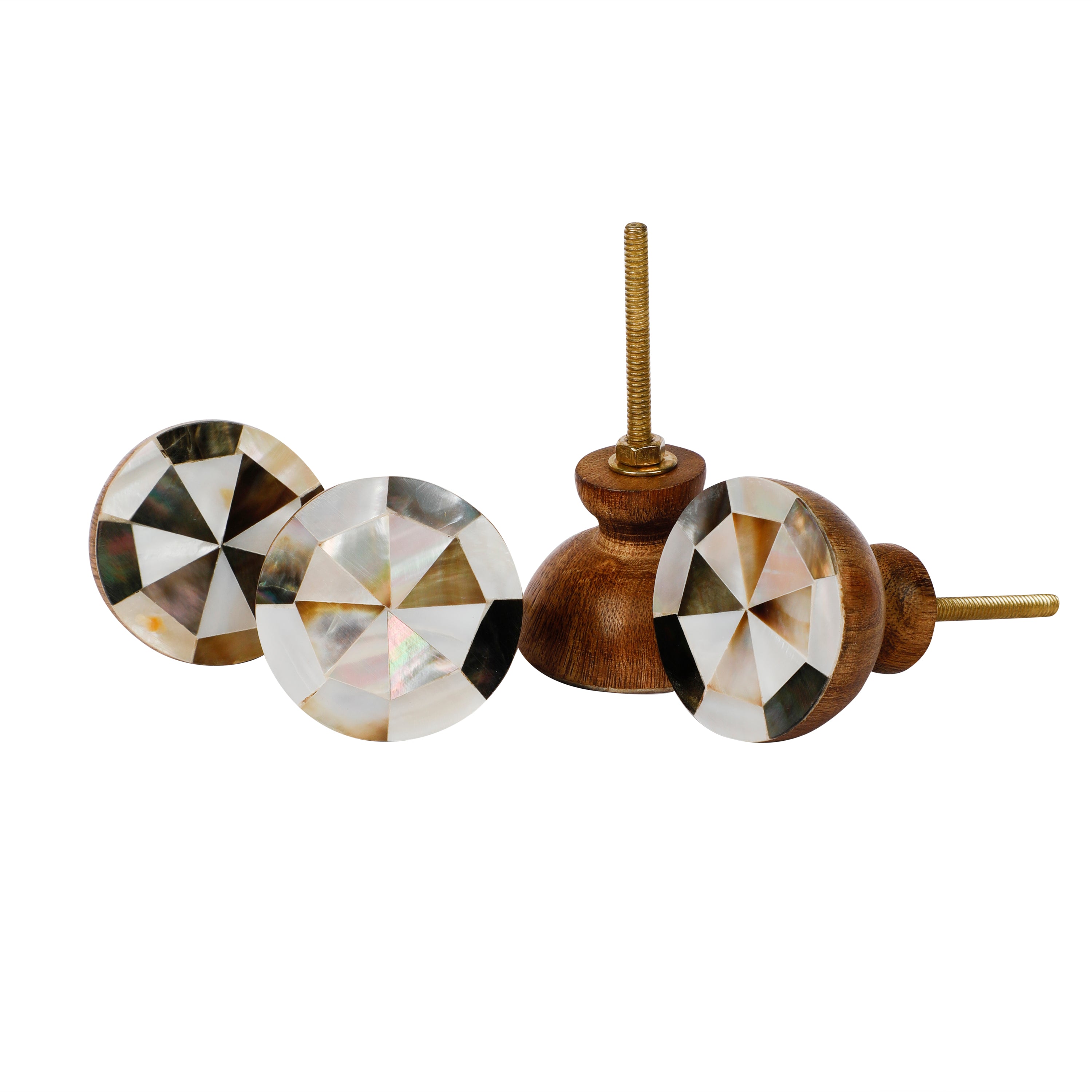 Hand Crafted Modern MOP And Wood Pattern Door/Cabinets Knobs 1Pc