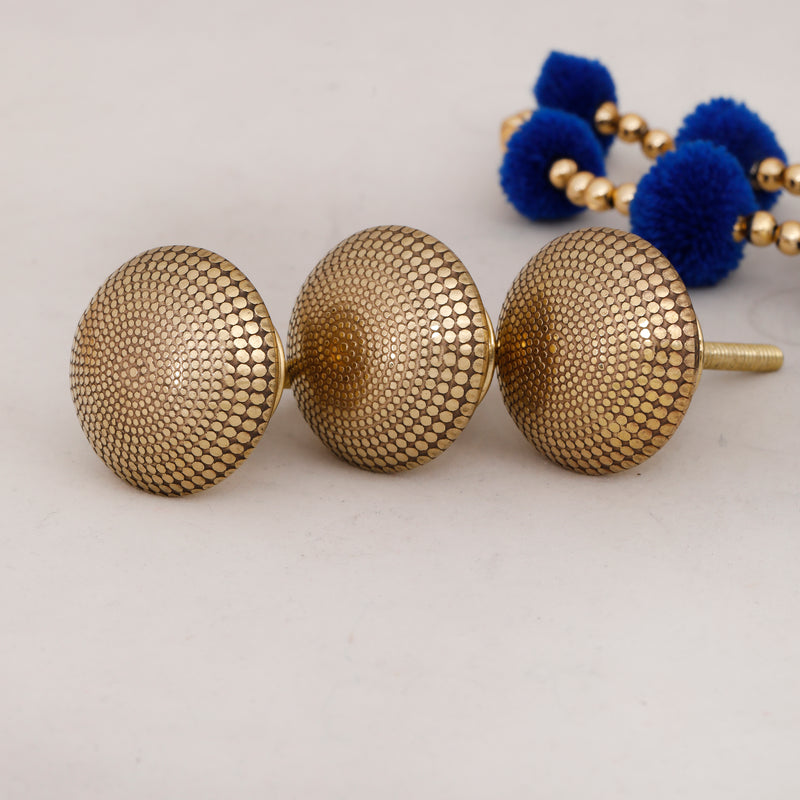 Brass Dotted Design Circular Cabinet Knob 1Pc