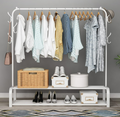 Clothes storage drying rack foldable Single pole, Side Hooks with Shoe Rack BY CN