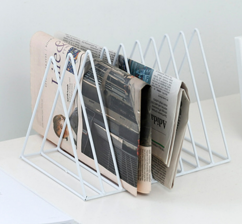 Triangle Shaped Decorative Metal Desktop Magazine Holder 1pc By Fita
