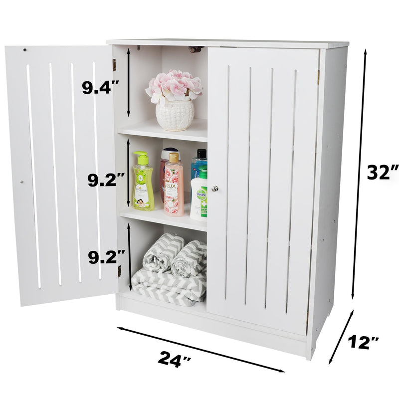 Bathroom PVC Freestanding Storage Cabinet With Handle Doors By Miza