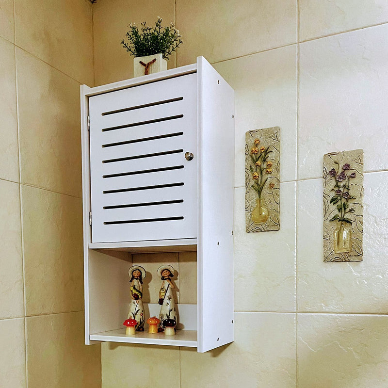 Small & Classy Modern White PVC Wall Mounted Cabinet For Bathroom Essentials By Miza