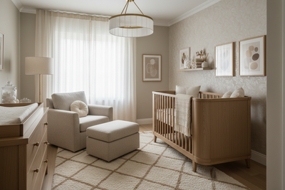 Premium baby and kids room in warm neutral tones
