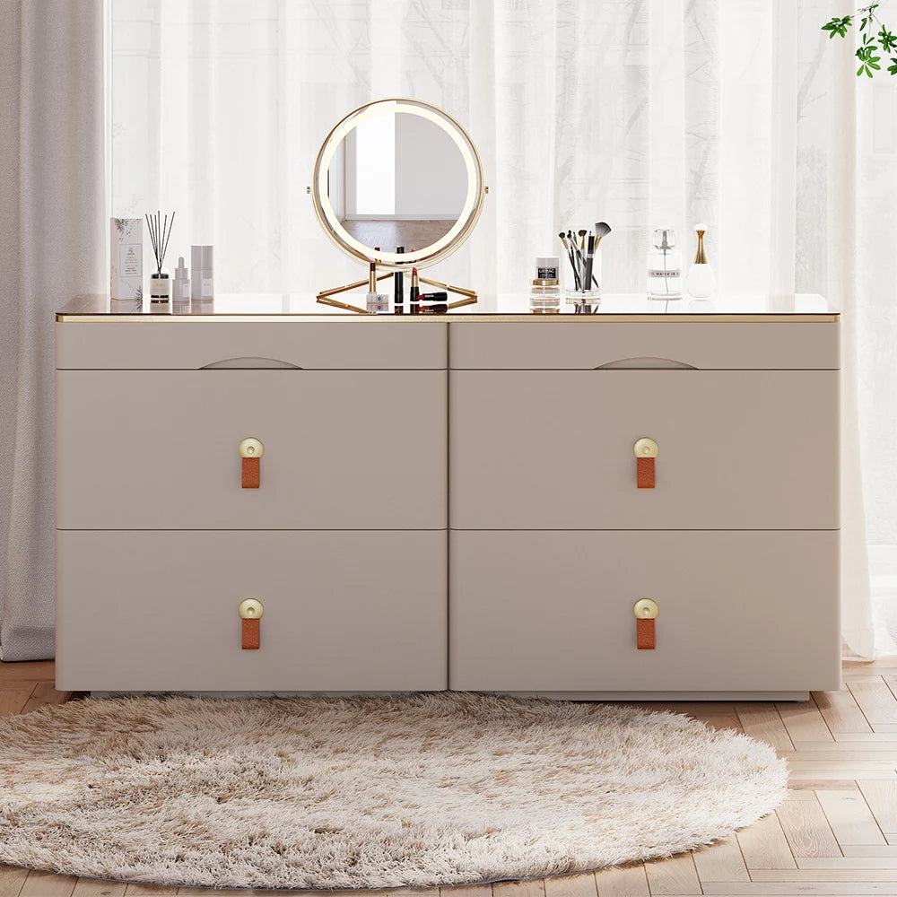 47 "W Glass Champagne Dresser 6 Drawer Closet Island With Jewelry Storage