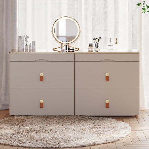 47 "W Glass Champagne Dresser 6 Drawer Closet Island With Jewelry Storage