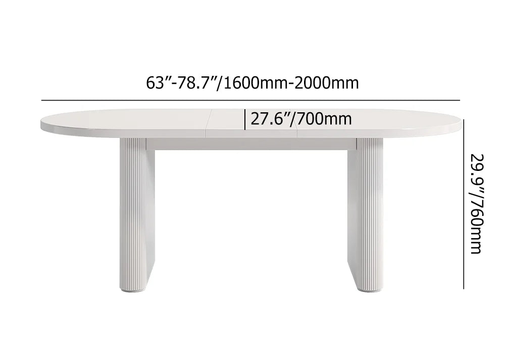Oval White Dining Table & 6 White PU Leather Dining Chairs
