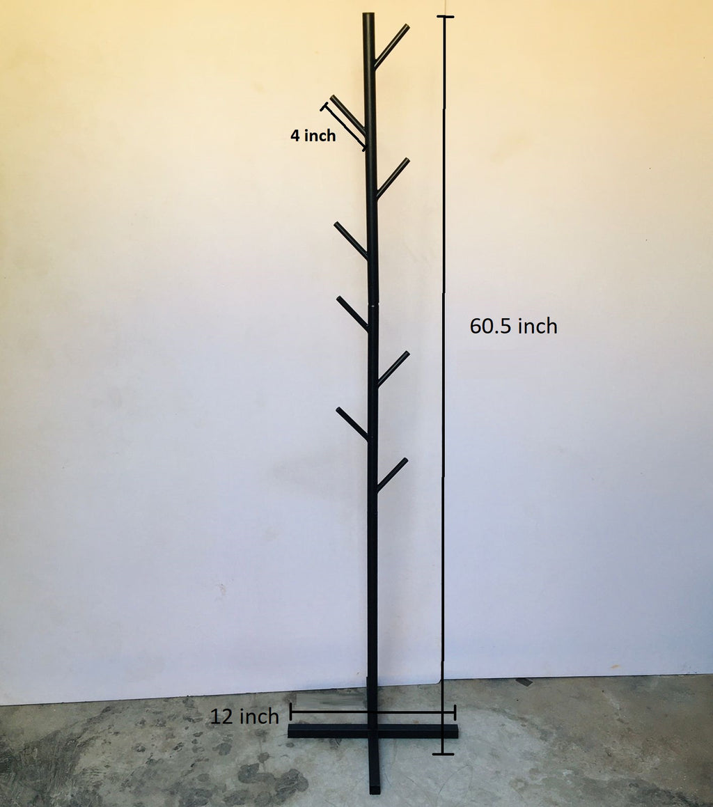X - Style Tree Shaped Coat Stand Floor Standing Metal Rack With 8 Hangers With Metal Base