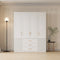 Modern Luxury White Wide Armoire Clothes Cabinet With 3 Drawers & 6 Doors