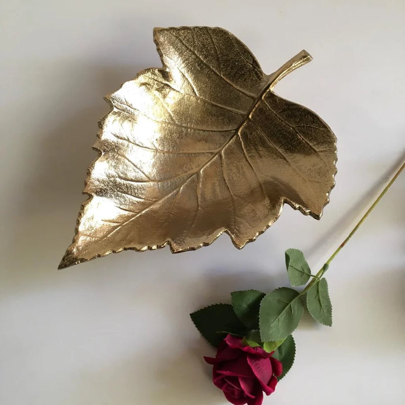 Leaf Shape Tray in Polished Aluminum Set of 2