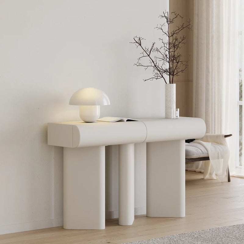 Modern Faux Leather Console Table With Storage Entryway Table