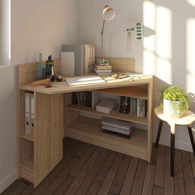 Wall Corner Study Desk For Home / Office By Miza
